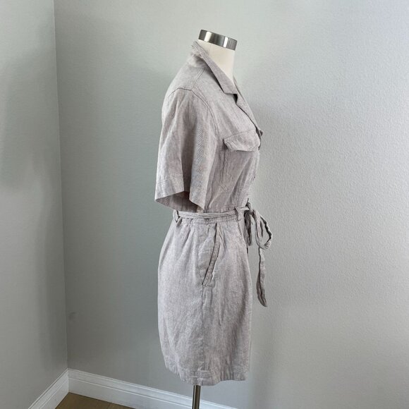 Banana Republic Womens 4 Linen Cotton Utility Dress Button Up Short Sleeve - Picture 4 of 13